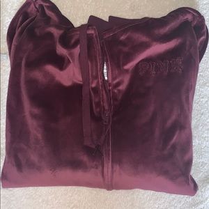 PINK velour zip up NWT